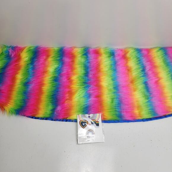 Target Pride LGBTQ+ Rainbow Faux Fur Festival Wrap Scarf & Enamel Pins NEW - Picture 1 of 6